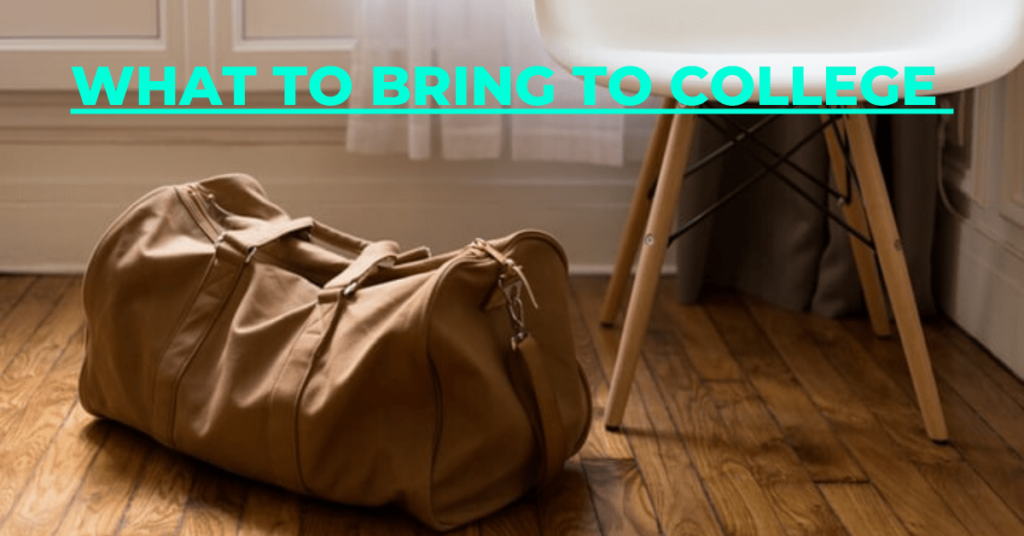 A brown duffel bag on the floor near a brown chair